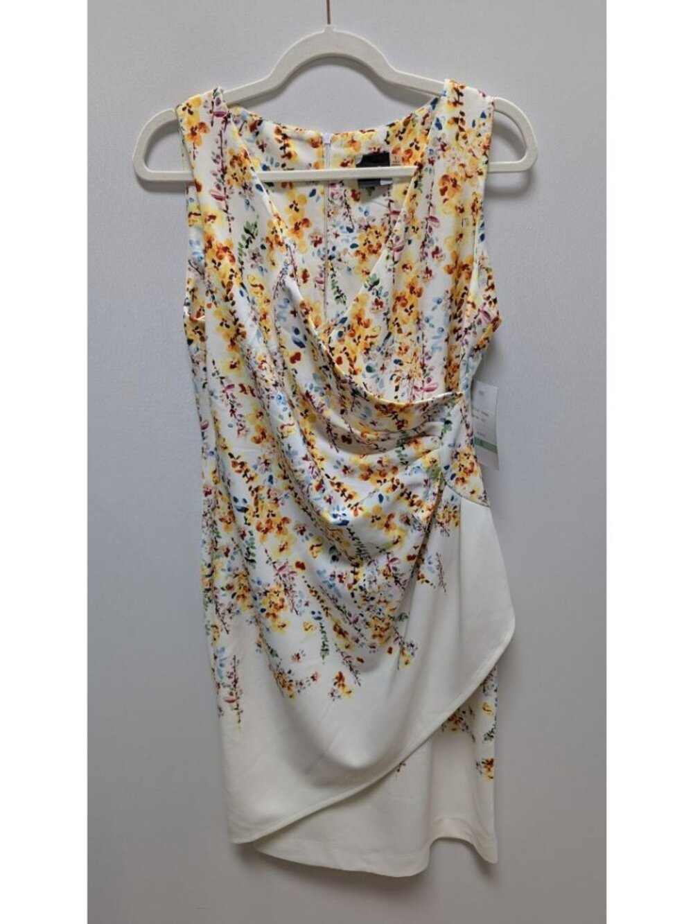 Maison Tara Ivory Floral Faux-Wrap Midi Dress
